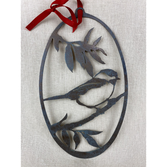 Laser Cut Metal Wall Art Chickadee Bird on Branch - Picture 6 of 7